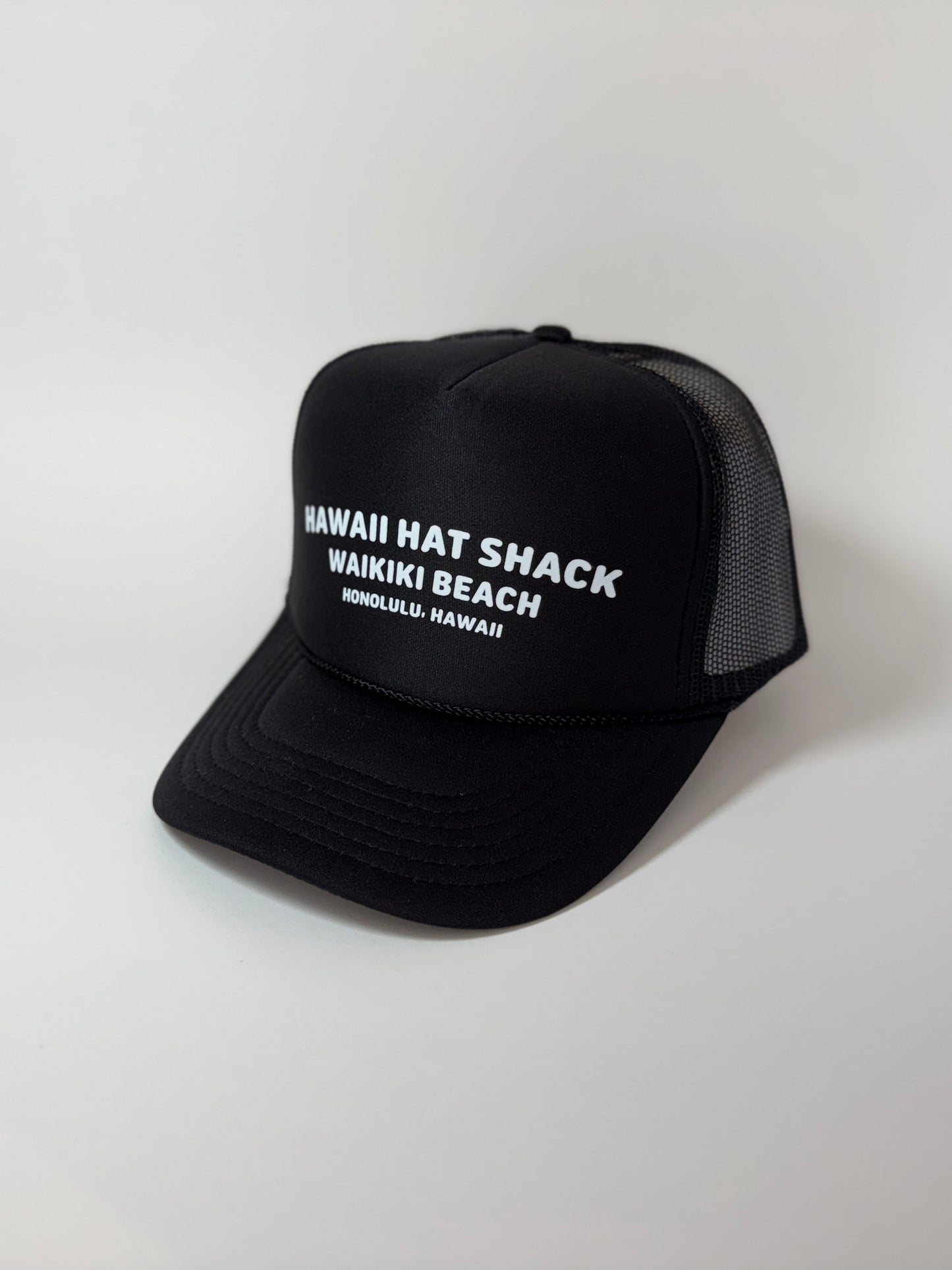TRUCKER BLACK HAWAII HAT SHACK WAIKIKI BEACH