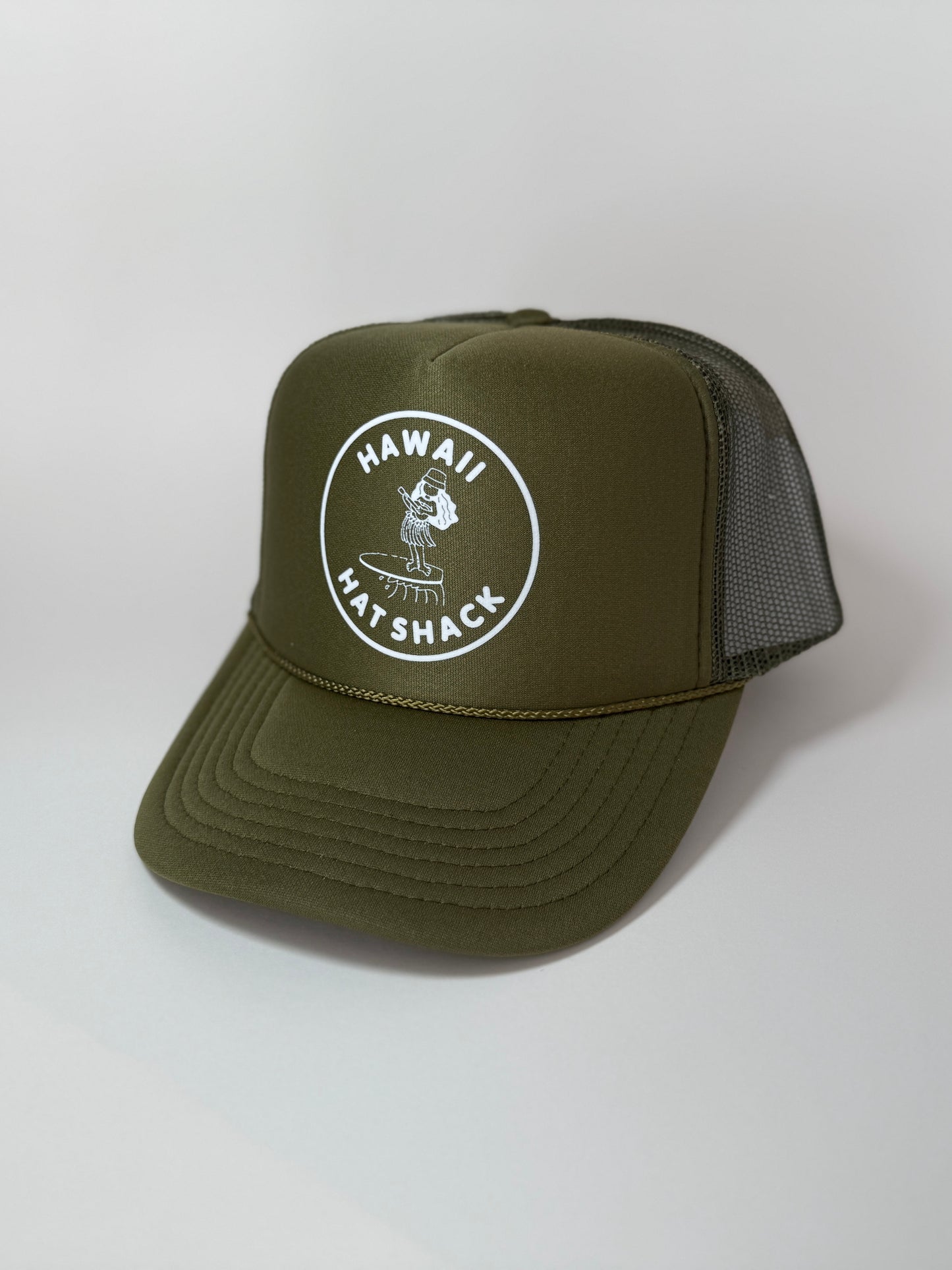 TRUCKER OLIVE-GREEN HAWAII HAT SHACK HULA GIRL