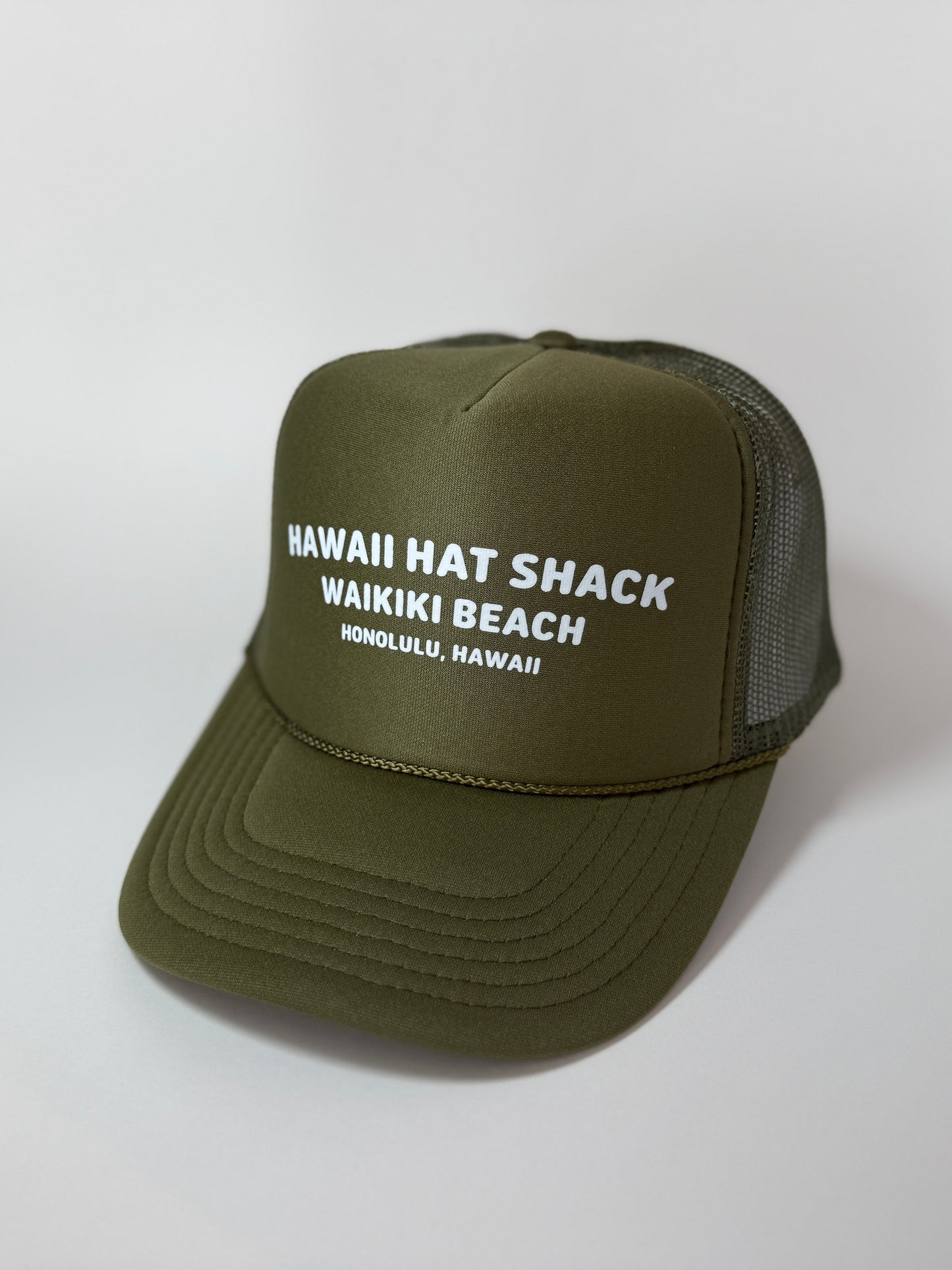 TRUCKER OLIVE-GREEN HAWAII HAT SHACK WAIKIKI BEACH