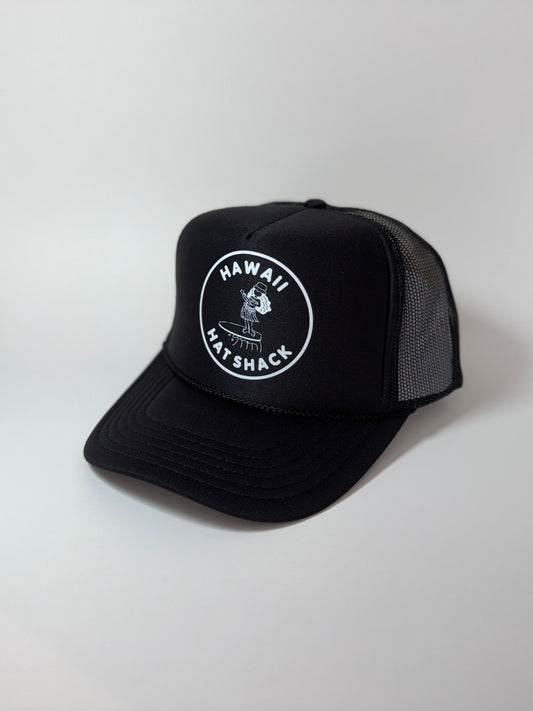TRUCKER BLACK HAWAII HAT SHACK HULA GIRL