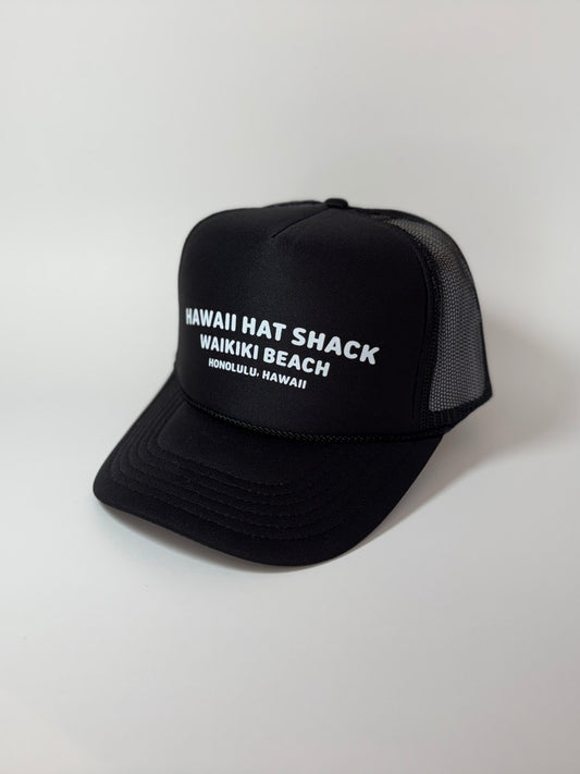 TRUCKER BLACK HAWAII HAT SHACK WAIKIKI BEACH