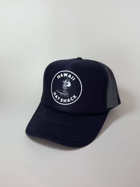 TRUCKER NAVY HAWAII HAT SHACK HULA GIRL